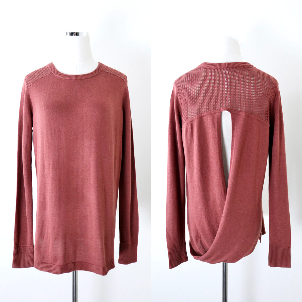 Lululemon Size 6 Back To Balance Sweater Open Back Knit Rustic Clay